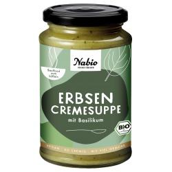 Erbsen-Cremesuppe mit Basilikum