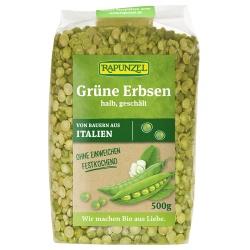 Grüne Erbsen, halb, geschält